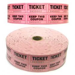 ROULEAU DE 2000 COUPONS DE TIRAGE DOUBLES COULEURS ASST.